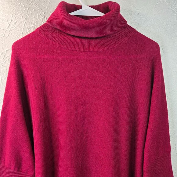 Garnet Hill Turtleneck Sweater Wool Cashmere S Burgundy Red Oversized Tunic Top - Picture 3 of 13